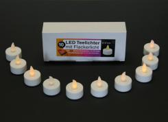 LED Teelichter mit Flackerlicht, 10 Stück 