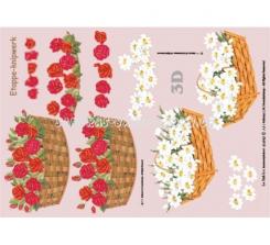 LeSuh 3D Bogen Korb weiß+rot blumen + Rosen 