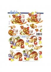 LeSuh 3D Bogen Weihnachten Katze und Hund 