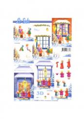 LeSuh 3D Bogen Weihnachten Kinder am Fenster/Tür 