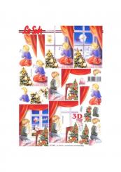 LeSuh 3D Bogen Weihnachtsmann / Kinder Hinter dem Fenster 