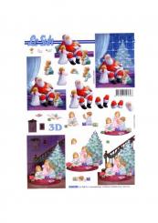 LeSuh 3D Bogen Weihnachtsmann mit Kinder 