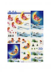 LeSuh 3D Etappen Bogen Weihnachtskinder auf Mond 