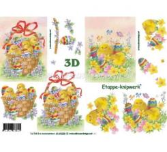 LeSuh 3D Etappenbogen Ostereier mit Küken und Korb 