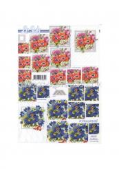 LeSuh 3D Pyramiden Bogen Blumen rot und blau 