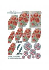 LeSuh 3D Pyramiden Bogen Rosen rot 