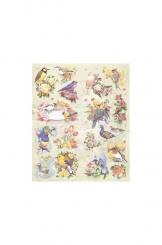 LeSuh Geprägte Stickers 24,5 x 30cm, selbstklebend Blumen Vögel 