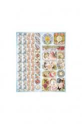 LeSuh Geprägte Stickers 24,5 x 30cm, selbstklebend Blumen m. borders 