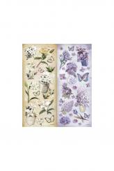 LeSuh Geprägte Stickers 24,5 x 30cm, selbstklebend Blumen weiss/flieder 