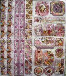 LeSuh Geprägte Stickers 24,5 x 30cm, selbstklebend Blumenkinder rosa 