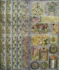 LeSuh Geprägte Stickers 24,5 x 30cm, selbstklebend Rosen blau 