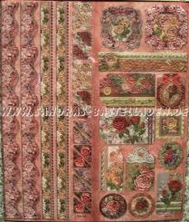 LeSuh Geprägte Stickers 24,5 x 30cm, selbstklebend Rosen rosa 