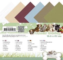 Leinenkartonpack - 13,5 x 27 cm - Amy Design - Tier Medley – 250gr - 
