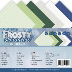 Leinenkartonpack - 13,5 x 27 cm- Jeanines Art - Frosty Ornaments – 250gr - 