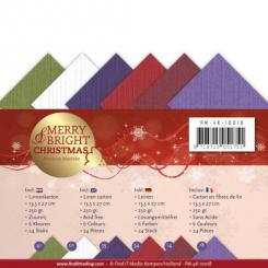 Leinenkartonpack - 13,5 x 27 cm- Precious Marieke - Merry and Bright Christmas – 250gr - 