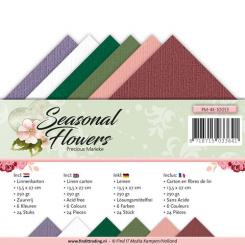 Leinenkartonpack - 13,5 x 27 cm- Precious Marieke - Seasonal Flowers – 250gr - 