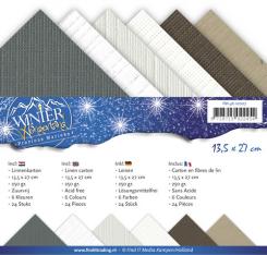 Leinenkartonpack - 13,5 x 27 cm- Precious Marieke - Winter Wonderland – 250gr - 