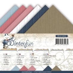 Leinenkartonpack - 13,5 x 27 cm- Precious Marieke - Winterfun – 250gr - 