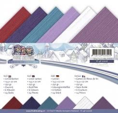 Leinenkartonpack - 13,5 x 27 cm- Yvonne Creations - Bunte Weihnachten – 250gr - 