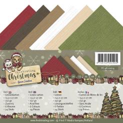 Leinenkartonpack - 13,5 x 27 cm - Yvonne Creations - Celebrating Christmas – 250gr - 
