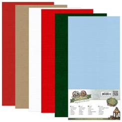 Leinenkartonpack - 13,5 x 27 cm - Yvonne Creations - Herrliche Weihnachten – 250gr - 