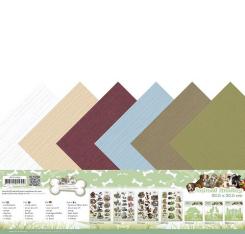 Leinenkartonpack - 30,5 x 30,5 cm - Amy Design - Tier Medley – 250gr - 