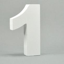MDF-Holz 3D Buchstaben und Zahlen -weiß- H10cm x Stärke 1,8cm Zahl -1- Zahl -1-