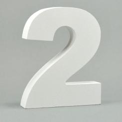 MDF-Holz 3D Buchstaben und Zahlen -weiß- H10cm x Stärke 1,8cm Zahl -2- Zahl -2-