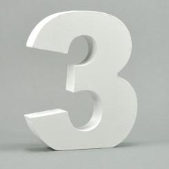 MDF-Holz 3D Buchstaben und Zahlen -weiß- H10cm x Stärke 1,8cm Zahl -3- Zahl -3-