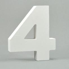 MDF-Holz 3D Buchstaben und Zahlen -weiß- H10cm x Stärke 1,8cm Zahl -4- Zahl -4-
