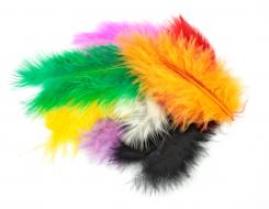 Marabufedern, bunt sort. ca. 10/12cm lang, 17 Stk. 