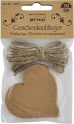 Meyco Geschenkanhänger aus Kraftpapier inkl Kordel Herz 58 x 57mm - 10 Stück Herz 58 x 57mm - 10 Stück