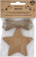 Meyco Geschenkanhänger aus Kraftpapier inkl Kordel Stern 65 x 25mm - 10 Stück Stern 65 x 25mm - 10 Stück