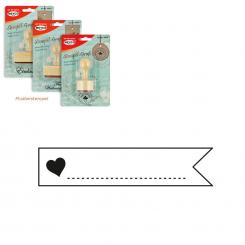 Meyco Holz Stempel Fähnchen-Design zum selber beschriften 60 x 13 mm 