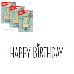 Meyco Holz Stempel "Happy Birthday" 60 x 17 mm 