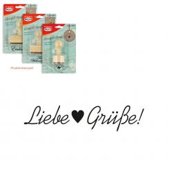 Meyco Holz Stempel "Liebe Grüße" 60x13mm 
