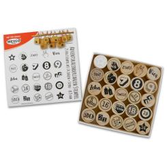 Meyco Holz Stempel Set "Adventskalenderzahlen" 24 Stempel- ø 25 mm 