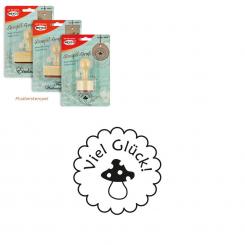 Meyco Holz Stempel "Viel Glück!" mit Pilz 30 mm 
