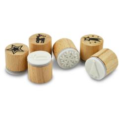 Meyco Holz Stempelset 6tlg "Weihnachten" - ø 25mm 