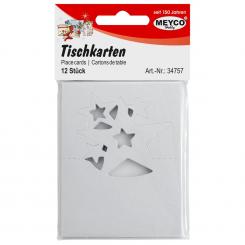 Meyco Tischkarten - Sterne - perlmutt weiß 70x45mm 12 Stk. 