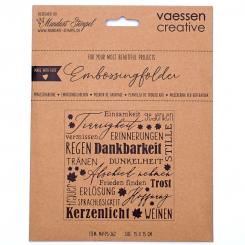 Mundart Stempel - Deutsch Text Prägefolder 15 x15cm "Trost, Trauer" 