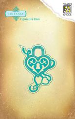 Nellie's Choice Vintasia Stanzschablone - Vorhängeschloss Herz 