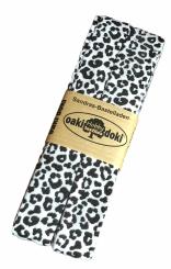 Oaki Doki Schrägband / Einfassband Tricot de Luxe Jersey gefalzt 3m x 20mm 3004-Leopard Weiß 3004-Leopard Weiß