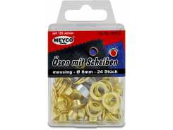 Ösen mit Scheiben + Werkzeug - messing Ø 8mm, 24 Stück 