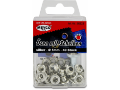 Ösen mit Scheiben + Werkzeug - silber Ø 5mm, 40 Stück 