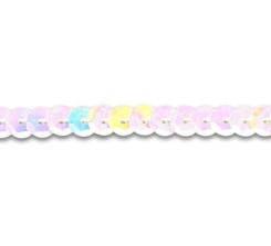 Paillettenband auf der Rolle Ø6mm / 6m weiß iris. weiß iris.