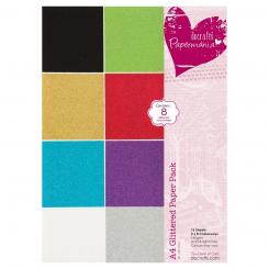 Papermania Papier Set A4 Papierblock Glitter Mehrfarbig / 16tlg. 160g 