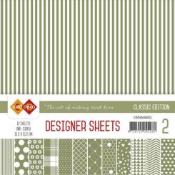 Paperpack - 15,2 x 15,2cm - Designer Sheets 2–  Mossgrün- 170gr - 12 Blatt 
