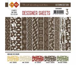 Paperpack - 15,2 x 15,2cm - Designer Sheets 3– Herbst / Schokobraun- 170gr - 12 Blatt 