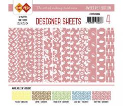 Paperpack - 15,2 x 15,2cm - Designer Sheets 4– Süße Tiere / Altrosa- 170gr - 12 Blatt 